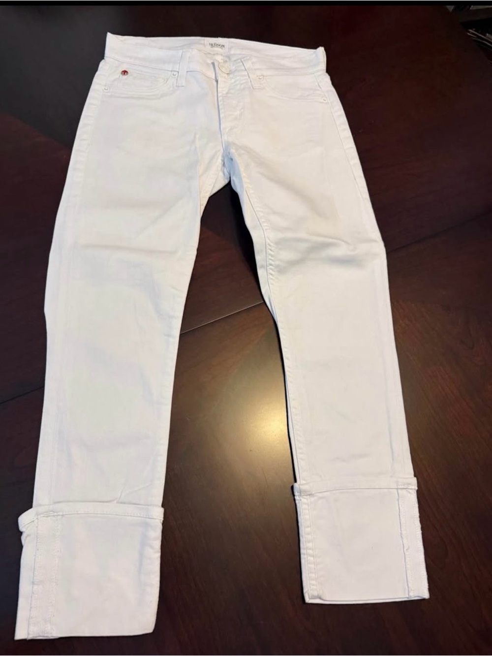 Hudson Jeans White Cuffed Skinny Jeans